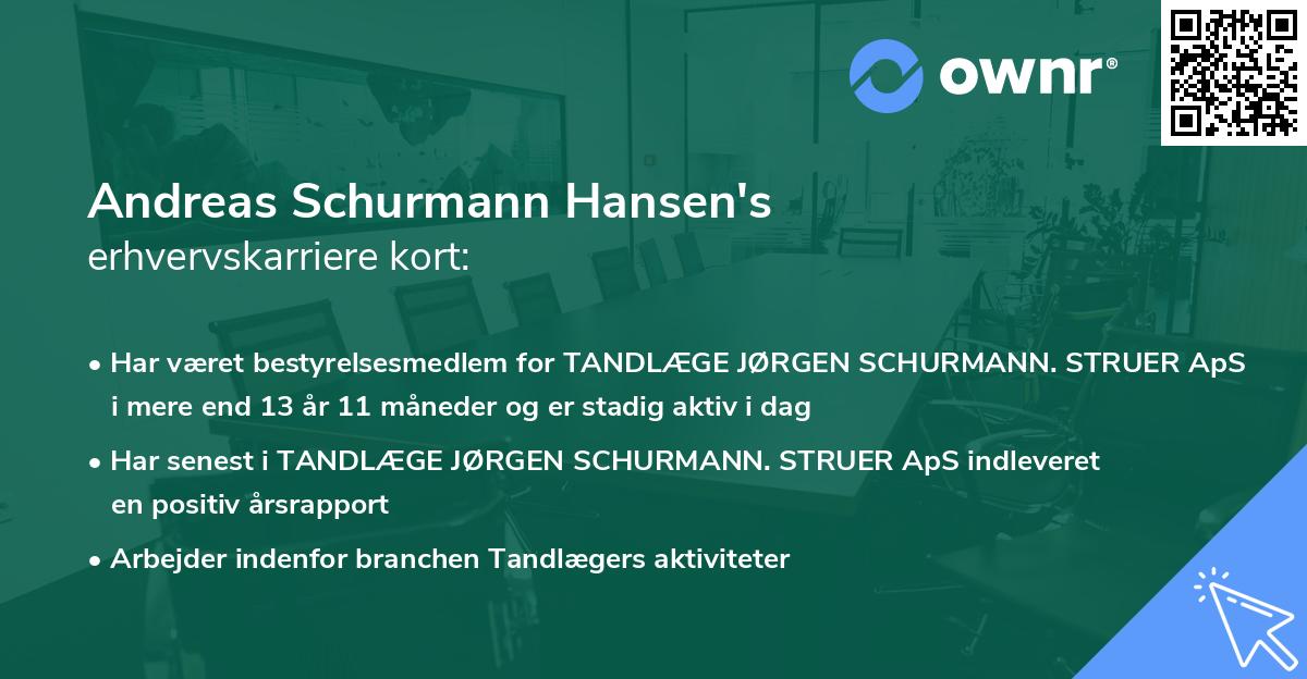 Andreas Schurmann Hansen's erhvervskarriere kort