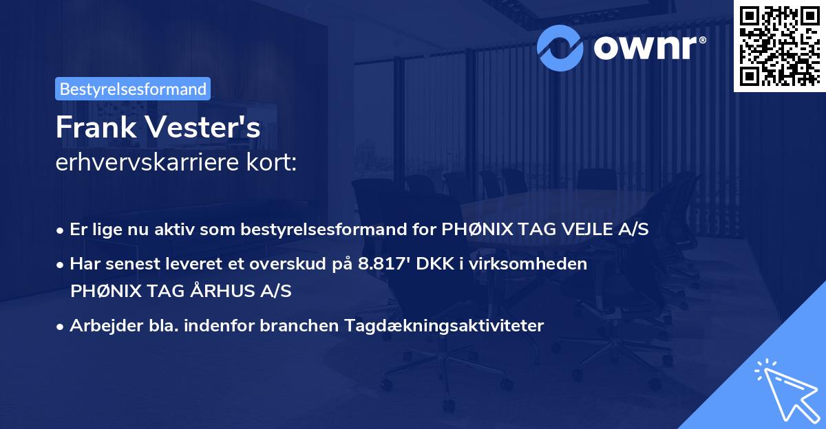 Frank Vester's erhvervskarriere kort