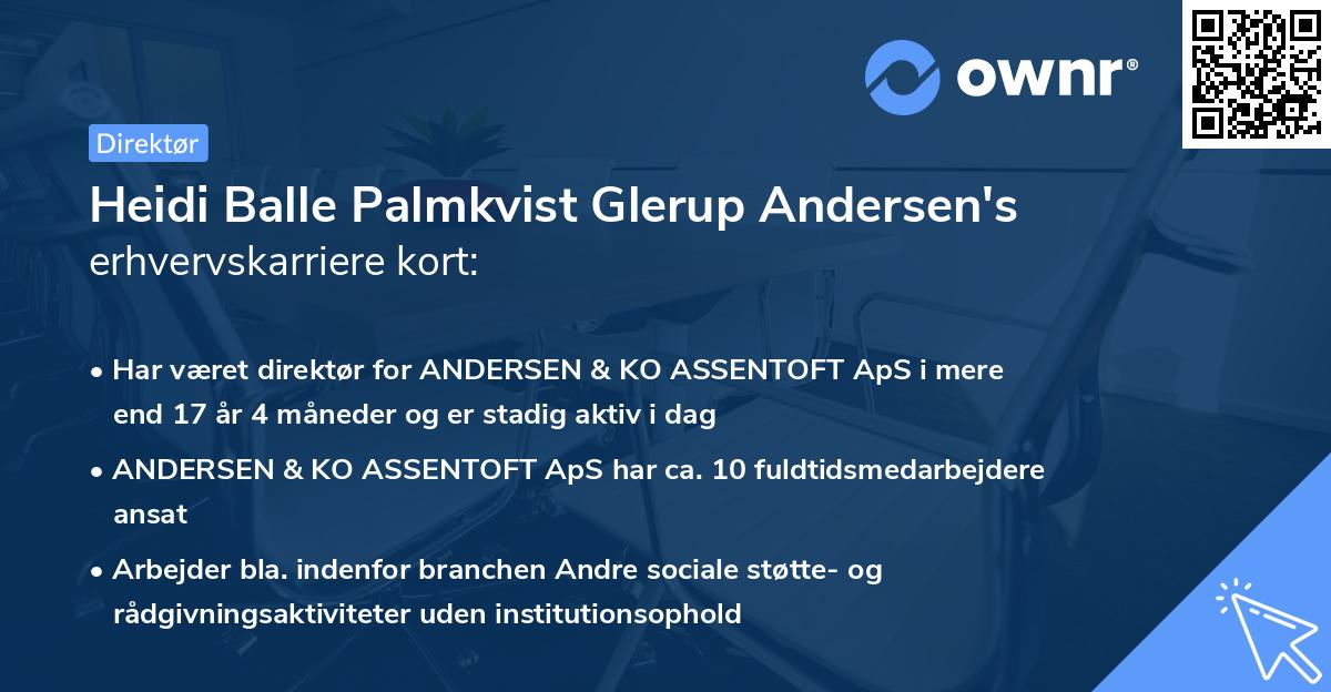 Heidi Balle Palmkvist Glerup Andersen's erhvervskarriere kort