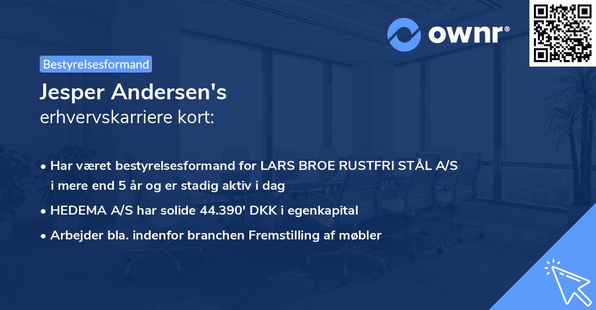 Jesper Andersen's erhvervskarriere kort