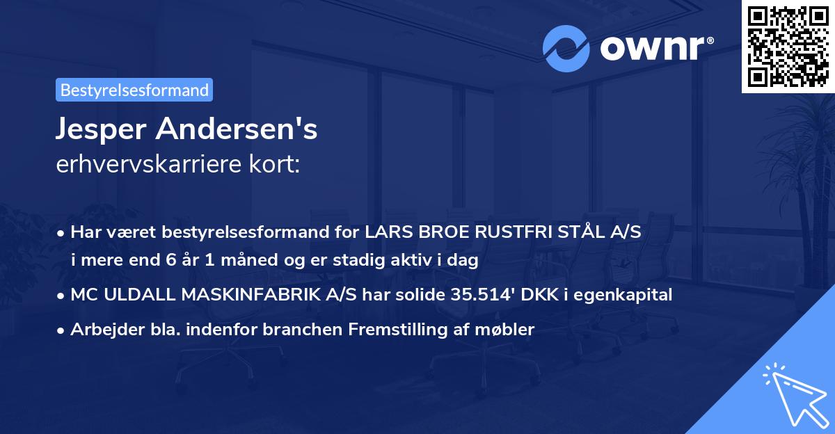 Jesper Andersen's erhvervskarriere kort