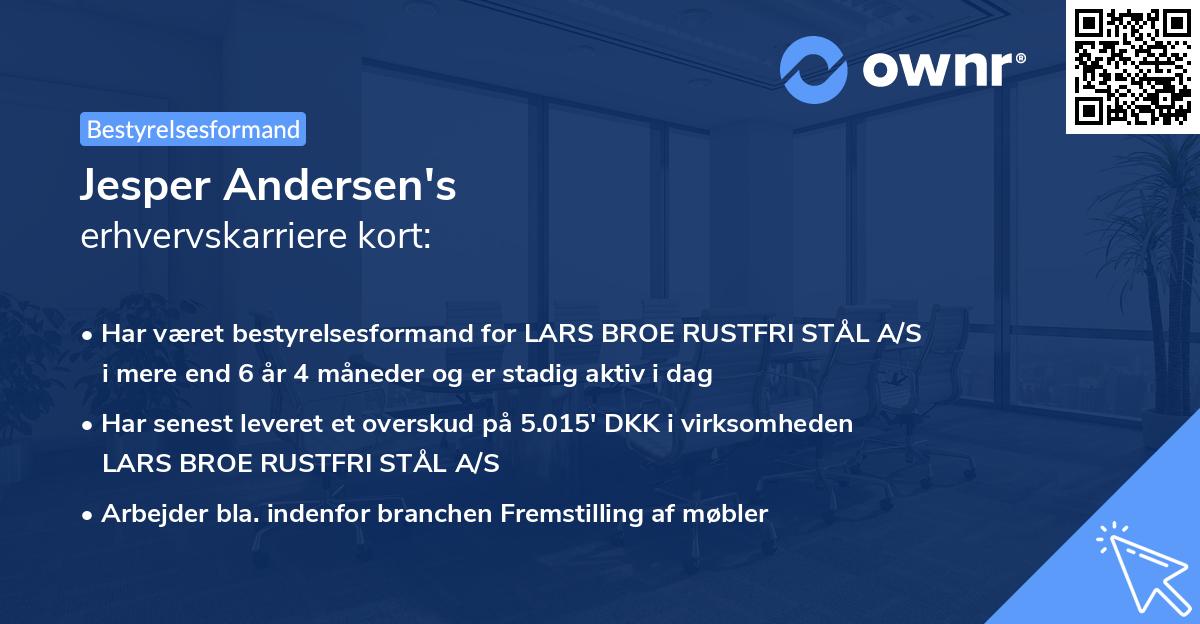Jesper Andersen's erhvervskarriere kort