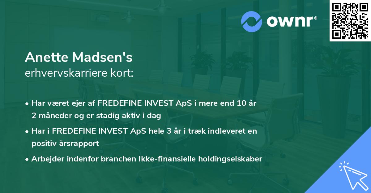 Anette Madsen's erhvervskarriere kort