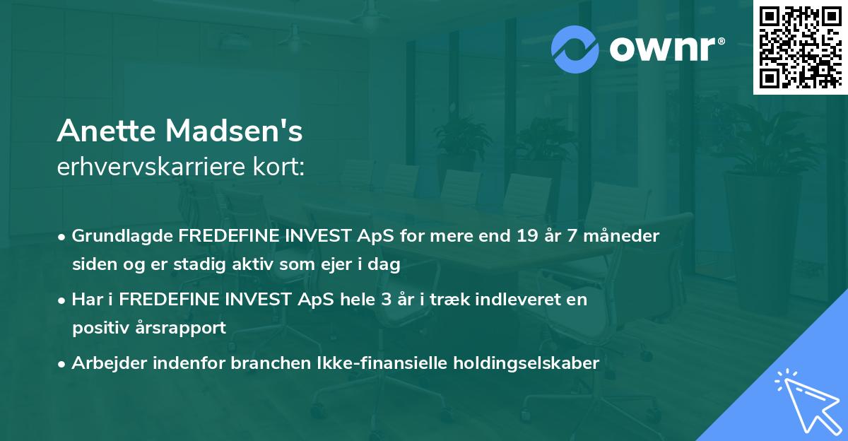 Anette Madsen's erhvervskarriere kort