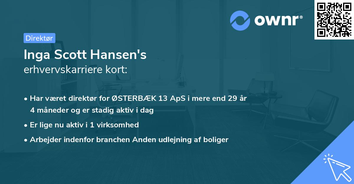 Inga Scott Hansen's erhvervskarriere kort