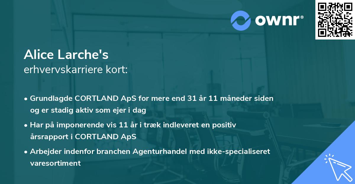 Alice Larche's erhvervskarriere kort