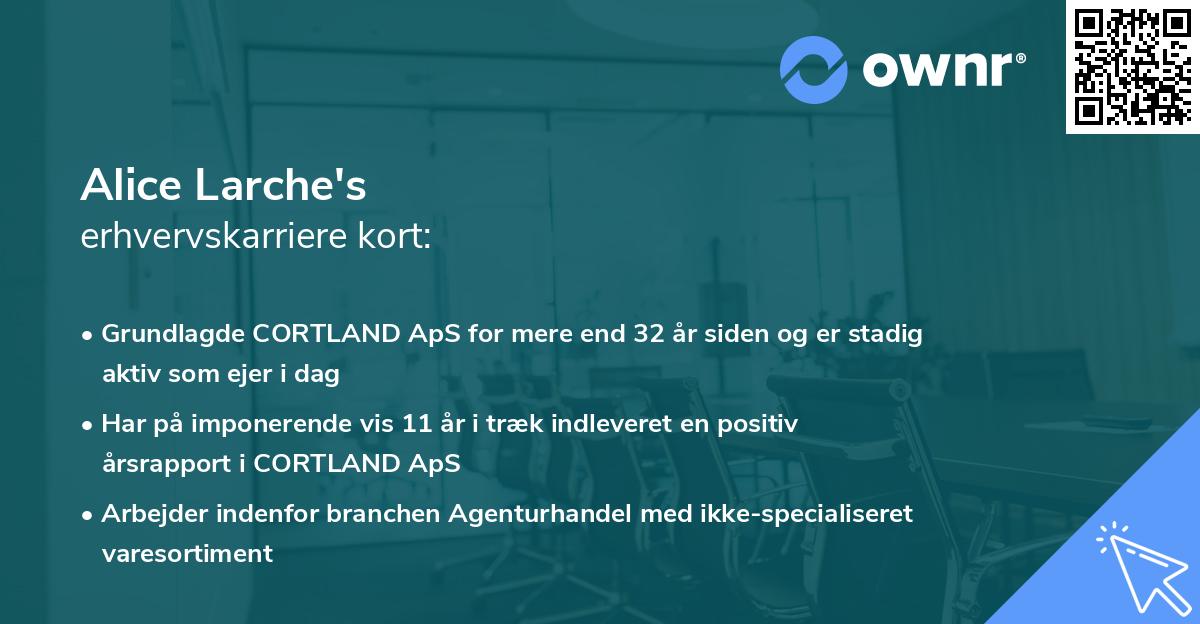 Alice Larche's erhvervskarriere kort