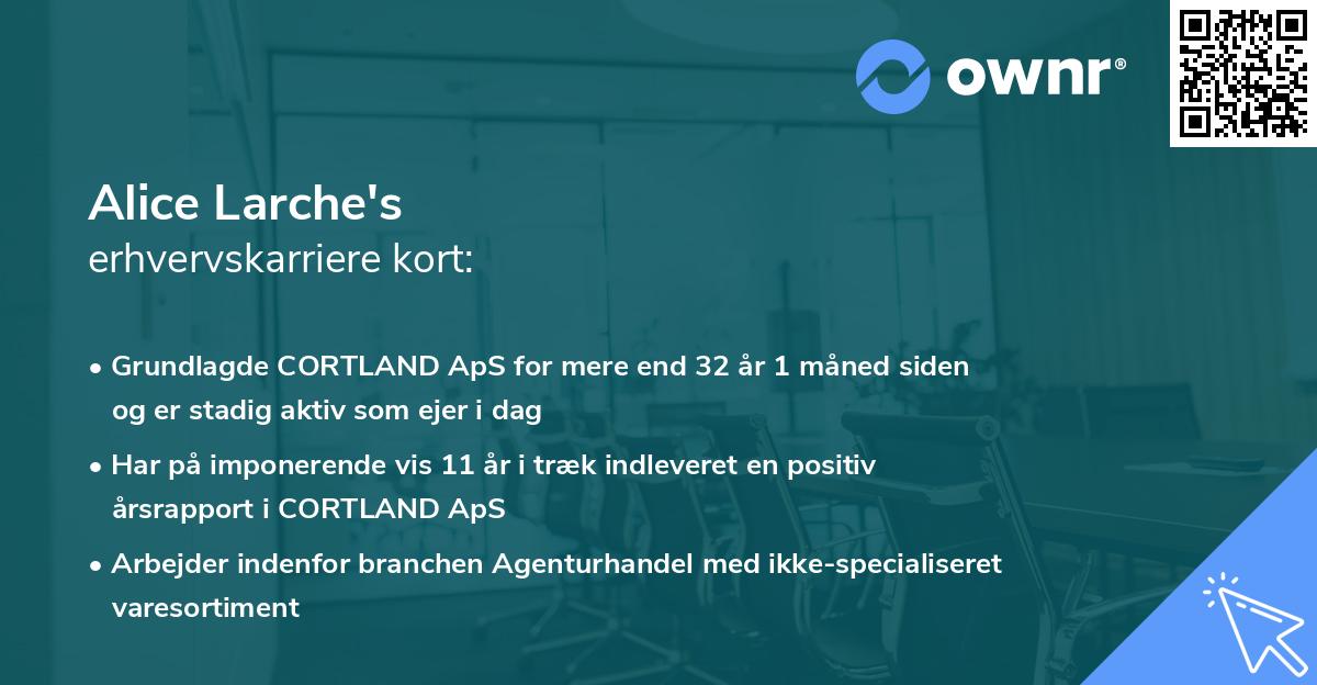 Alice Larche's erhvervskarriere kort