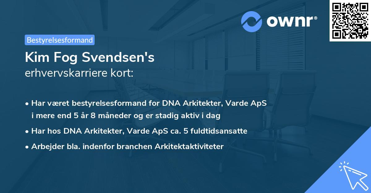 Kim Fog Svendsen's erhvervskarriere kort