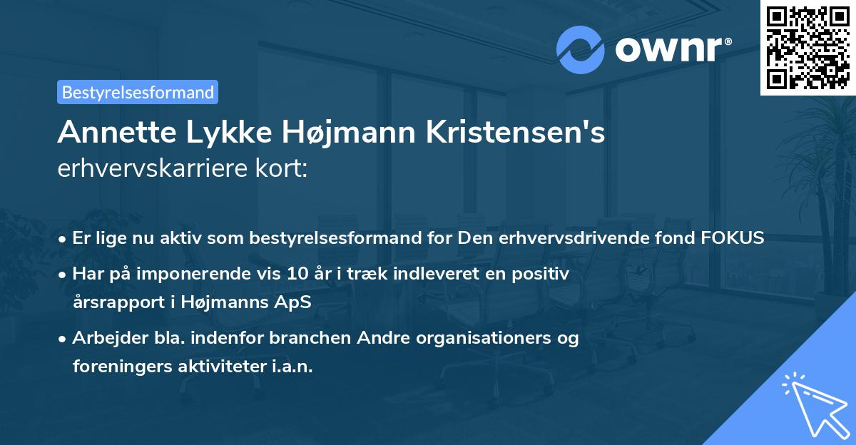 Annette Lykke Højmann Kristensen's erhvervskarriere kort