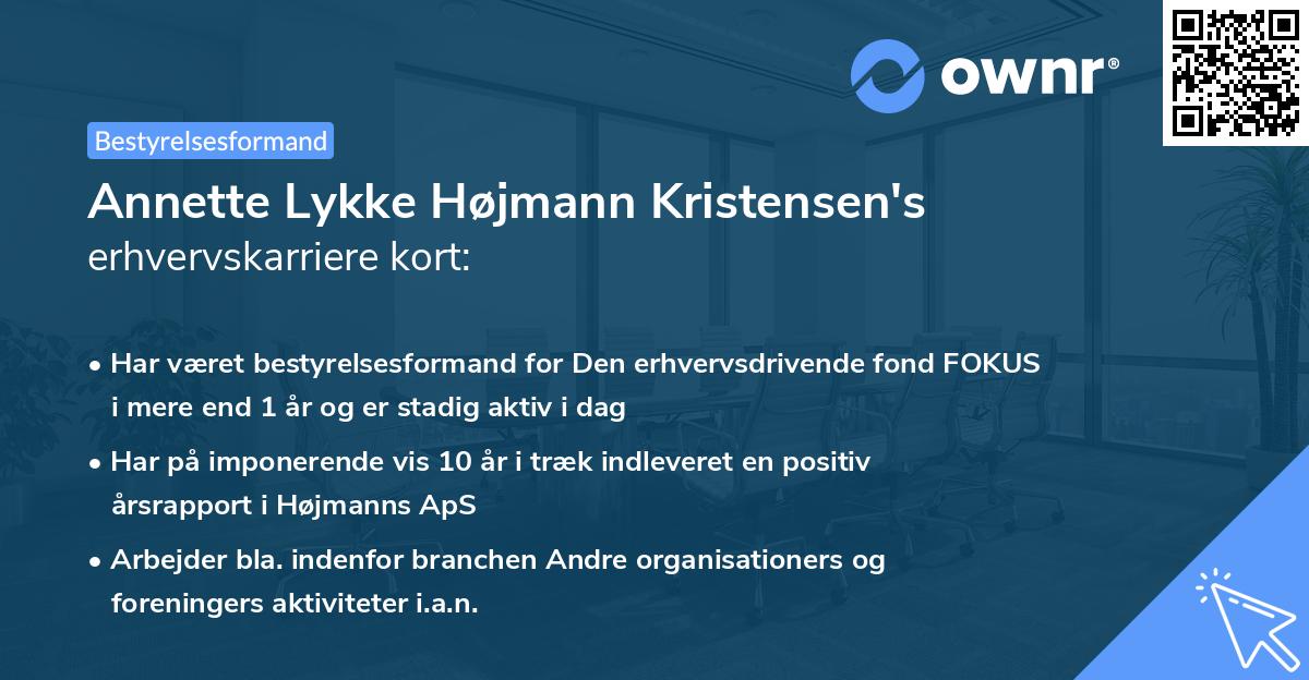 Annette Lykke Højmann Kristensen's erhvervskarriere kort