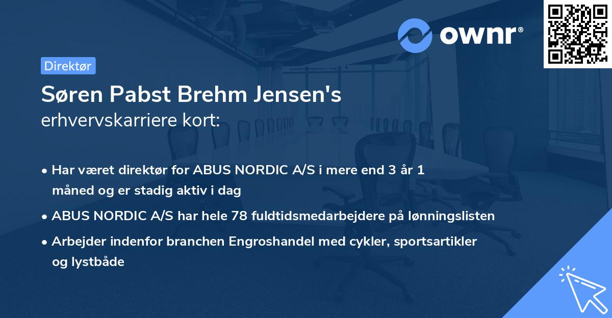 Søren Pabst Brehm Jensen's erhvervskarriere kort