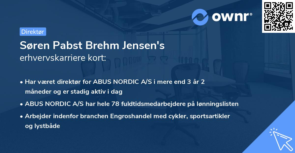 Søren Pabst Brehm Jensen's erhvervskarriere kort