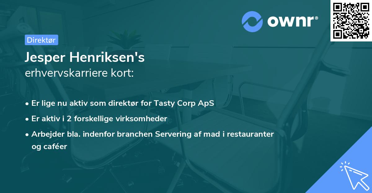 Jesper Henriksen's erhvervskarriere kort