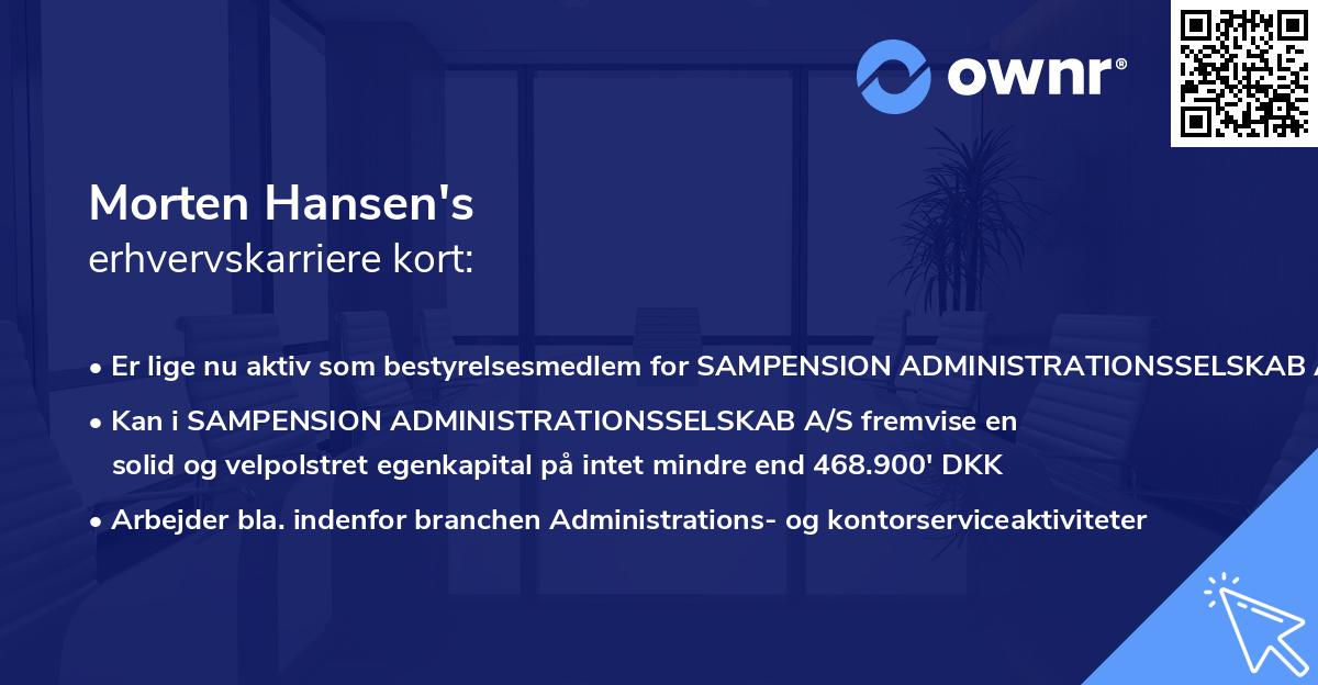 Morten Hansen's erhvervskarriere kort