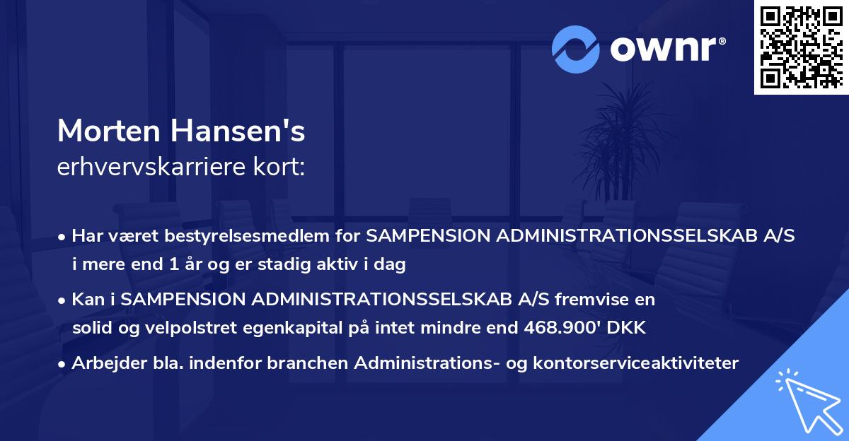 Morten Hansen's erhvervskarriere kort
