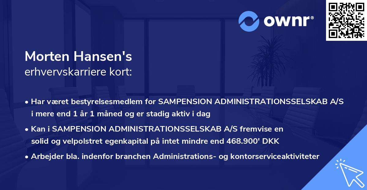 Morten Hansen's erhvervskarriere kort