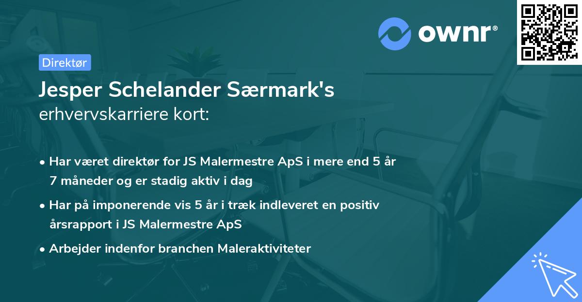 Jesper Schelander Særmark's erhvervskarriere kort