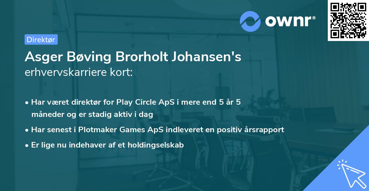 Asger Bøving Brorholt Johansen's erhvervskarriere kort