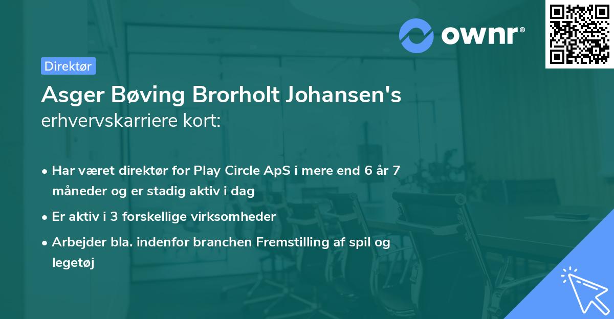 Asger Bøving Brorholt Johansen's erhvervskarriere kort