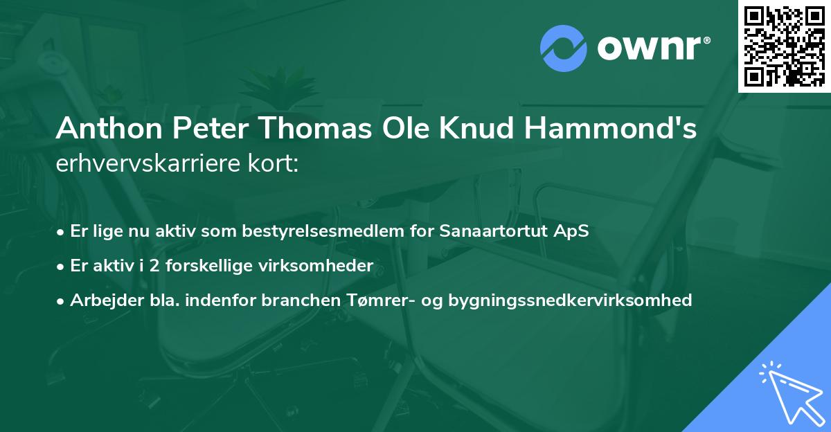 Anthon Peter Thomas Ole Knud Hammond's erhvervskarriere kort