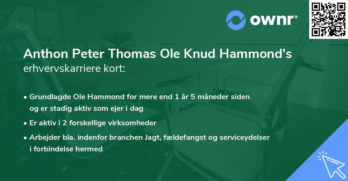Anthon Peter Thomas Ole Knud Hammond's erhvervskarriere kort