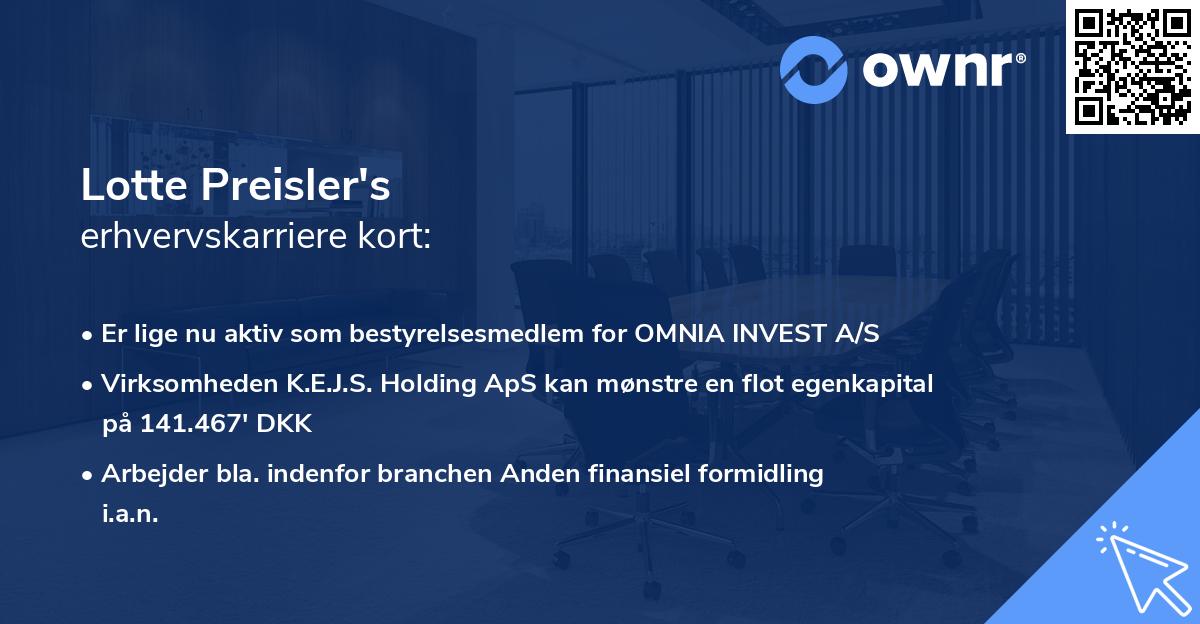 Lotte Preisler's erhvervskarriere kort