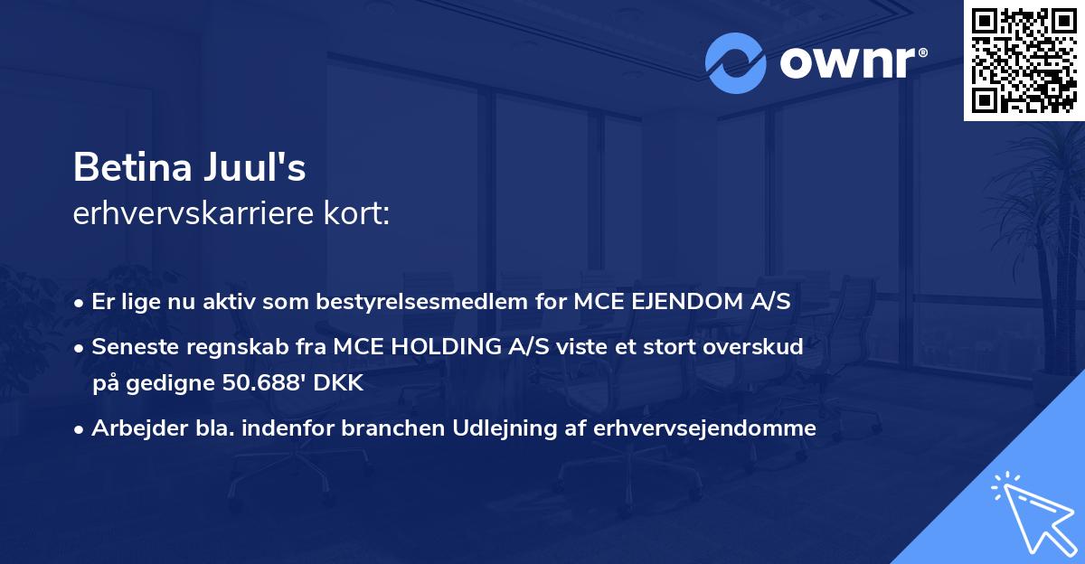 Betina Juul's erhvervskarriere kort