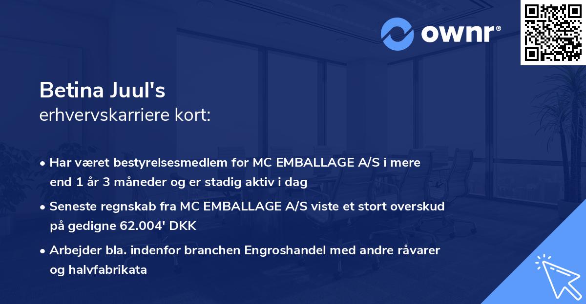 Betina Juul's erhvervskarriere kort