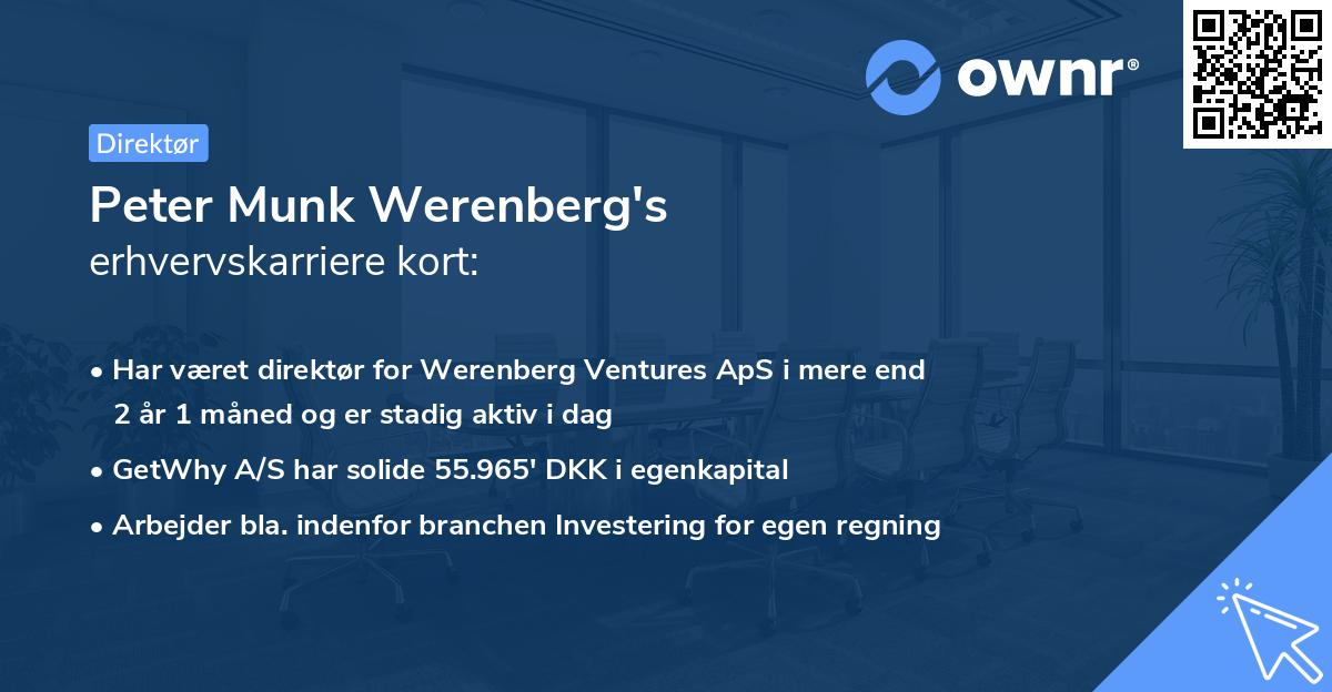 Peter Munk Werenberg's erhvervskarriere kort
