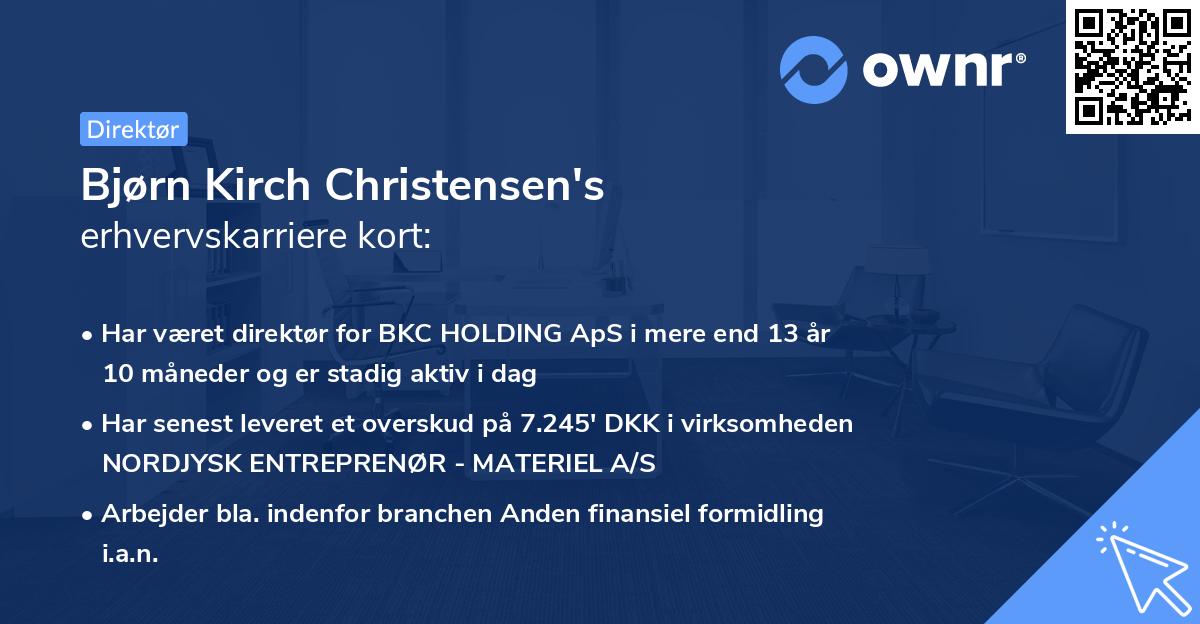 Bjørn Kirch Christensen's erhvervskarriere kort