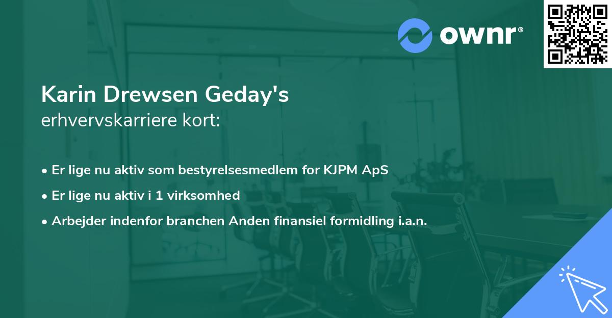 Karin Drewsen Geday's erhvervskarriere kort