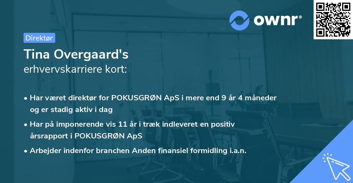 Tina Overgaard's erhvervskarriere kort