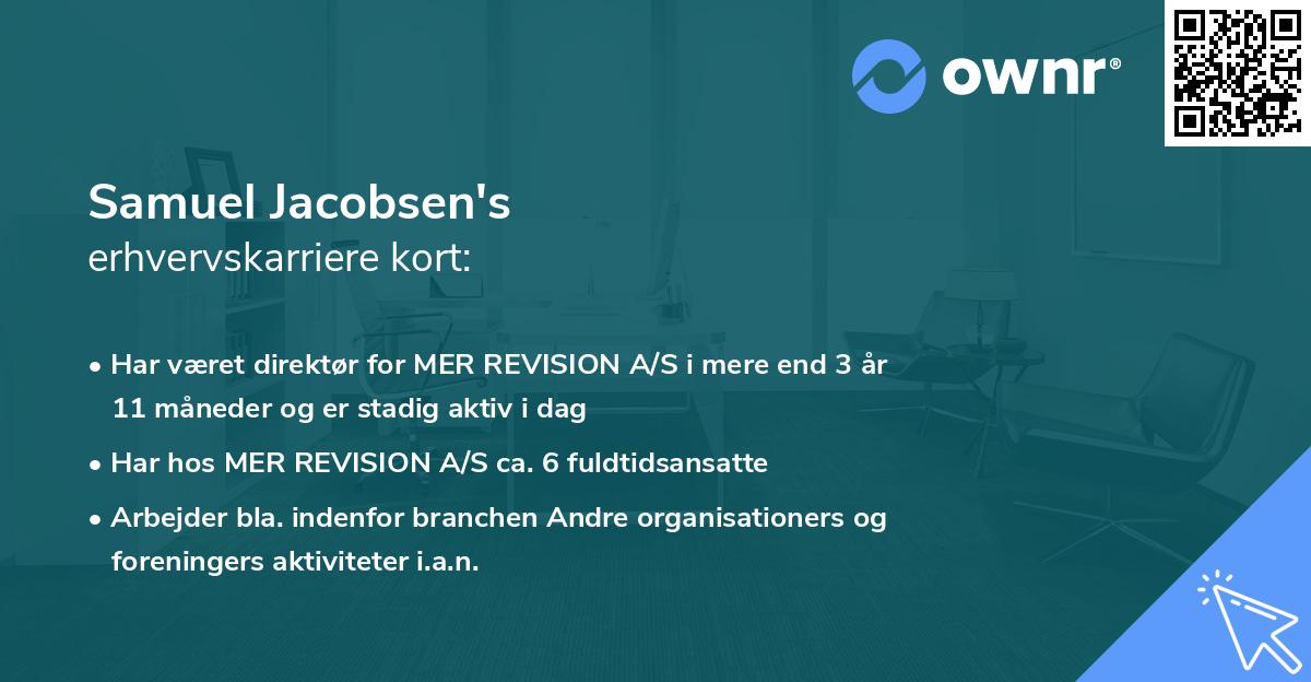 Samuel Jacobsen's erhvervskarriere kort