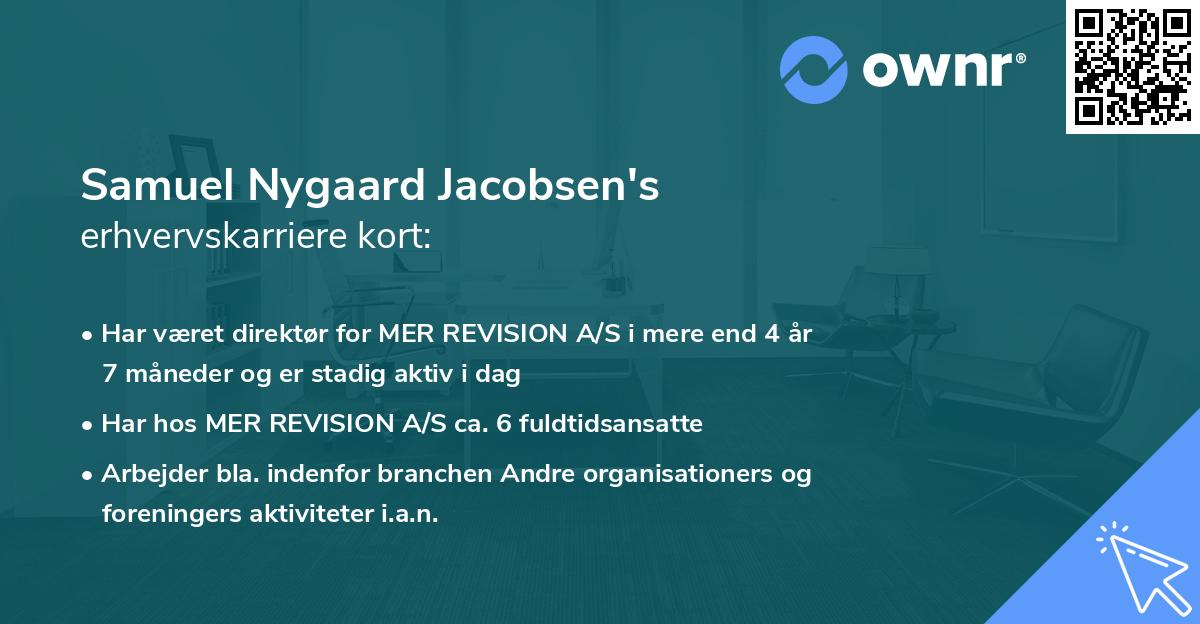Samuel Nygaard Jacobsen's erhvervskarriere kort