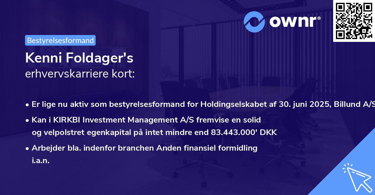 Kenni Foldager's erhvervskarriere kort