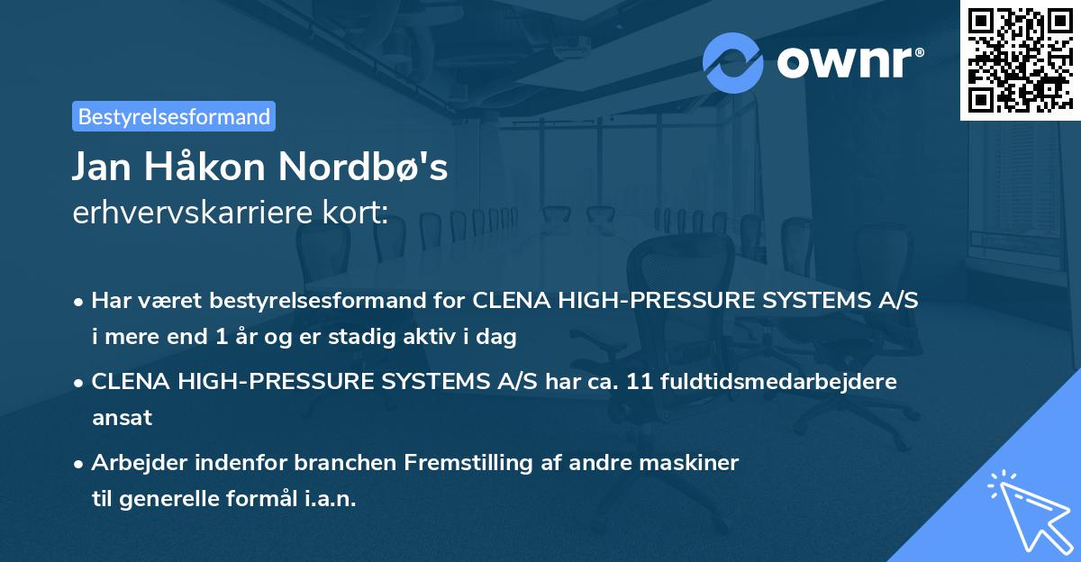 Jan Håkon Nordbø's erhvervskarriere kort