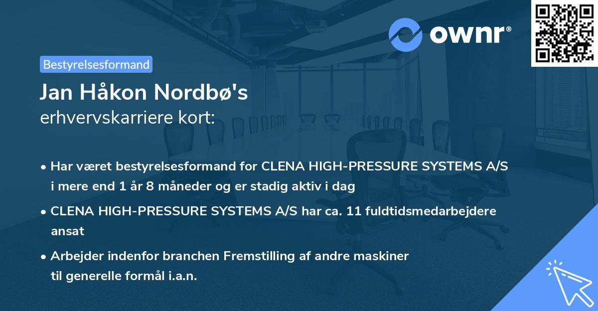 Jan Håkon Nordbø's erhvervskarriere kort