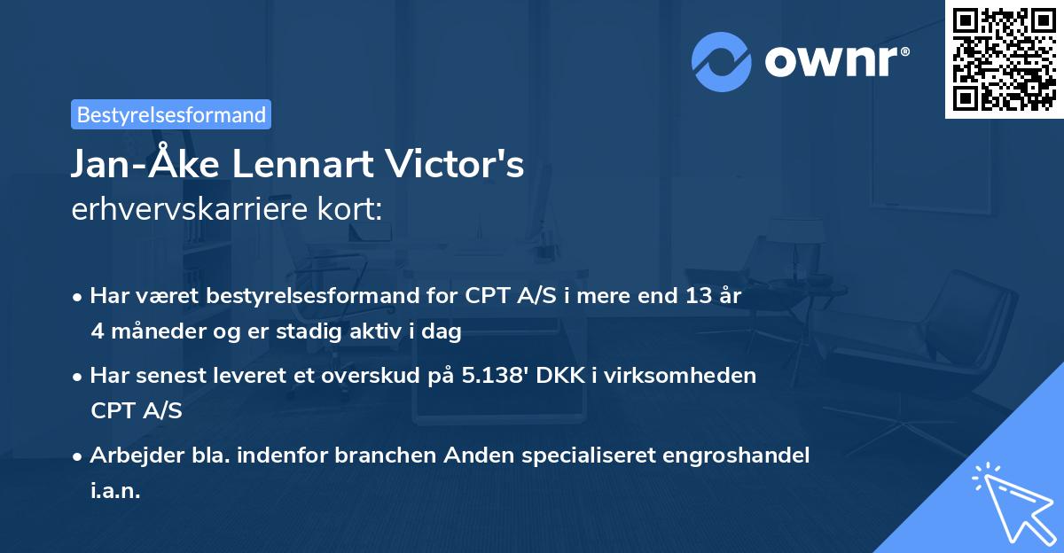 Jan-Åke Lennart Victor's erhvervskarriere kort