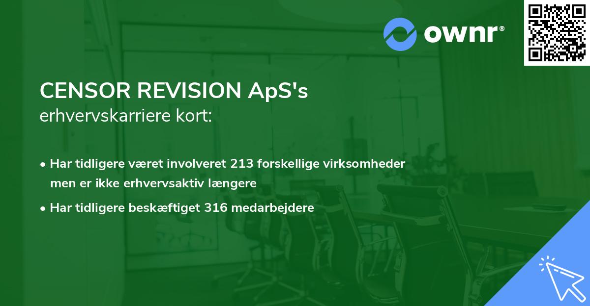 CENSOR REVISION ApS's erhvervskarriere kort
