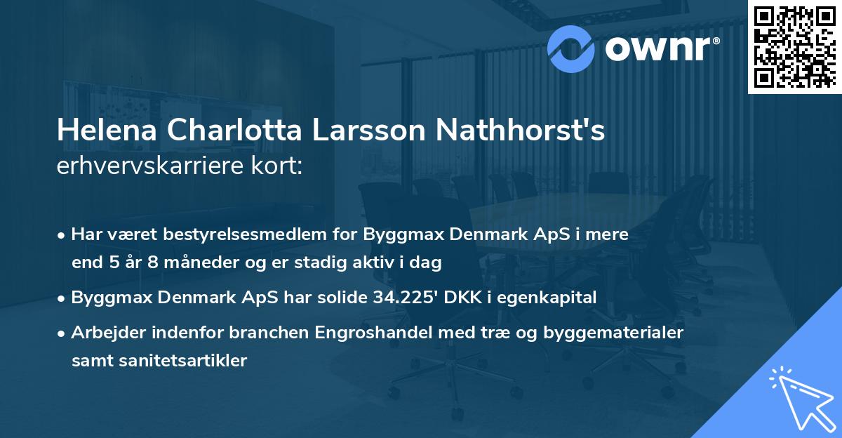 Helena Charlotta Larsson Nathhorst's erhvervskarriere kort