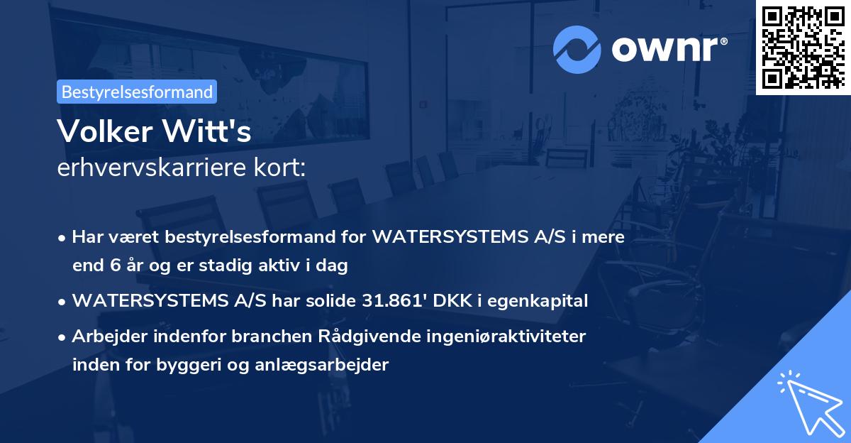 Volker Witt's erhvervskarriere kort