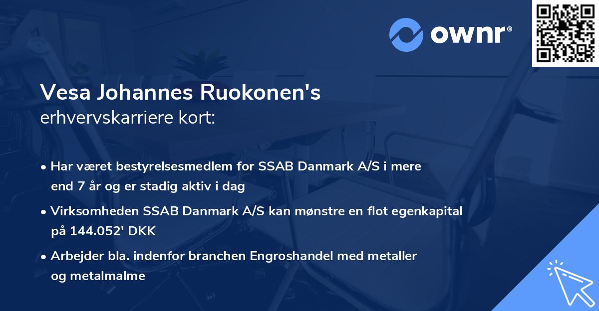 Vesa Johannes Ruokonen's erhvervskarriere kort