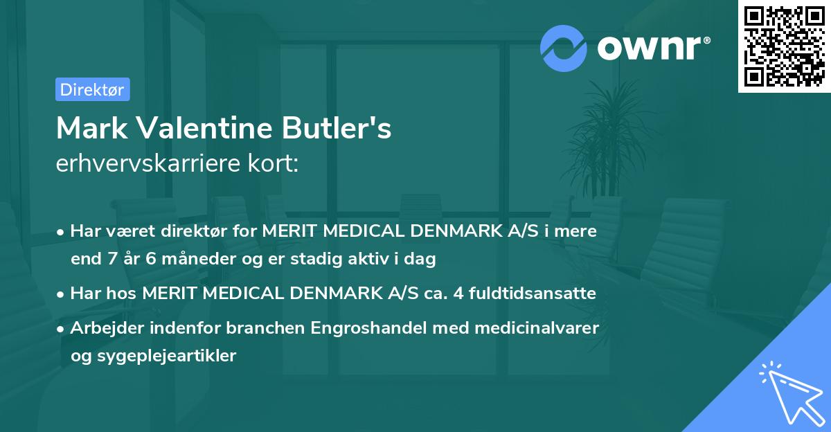 Mark Valentine Butler's erhvervskarriere kort