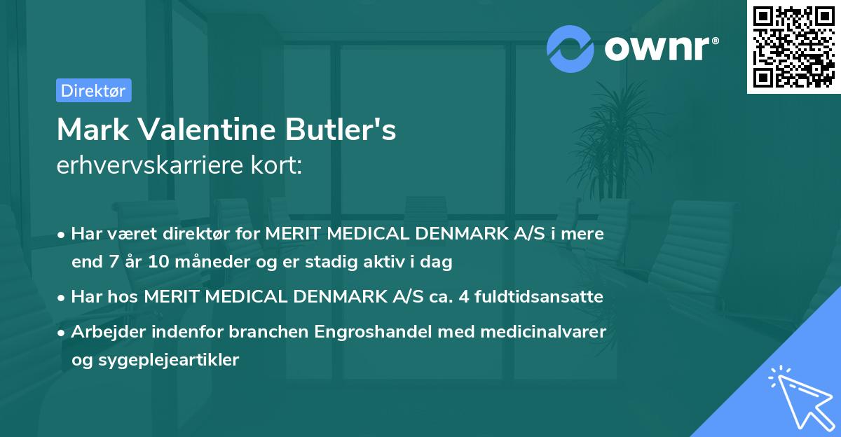 Mark Valentine Butler's erhvervskarriere kort