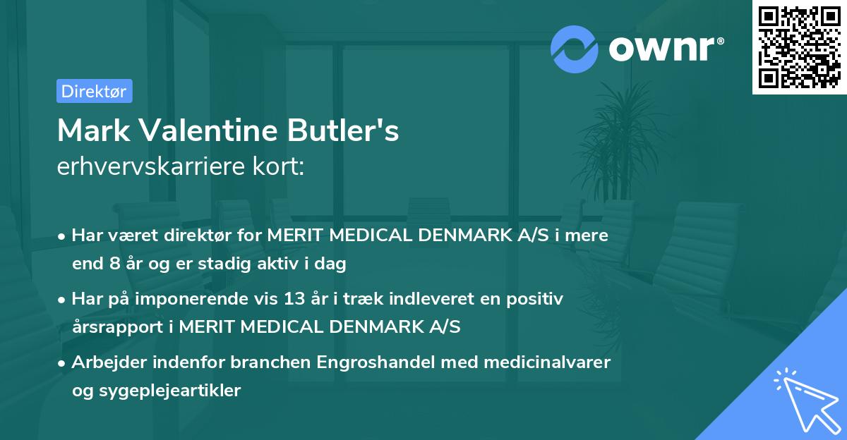 Mark Valentine Butler's erhvervskarriere kort