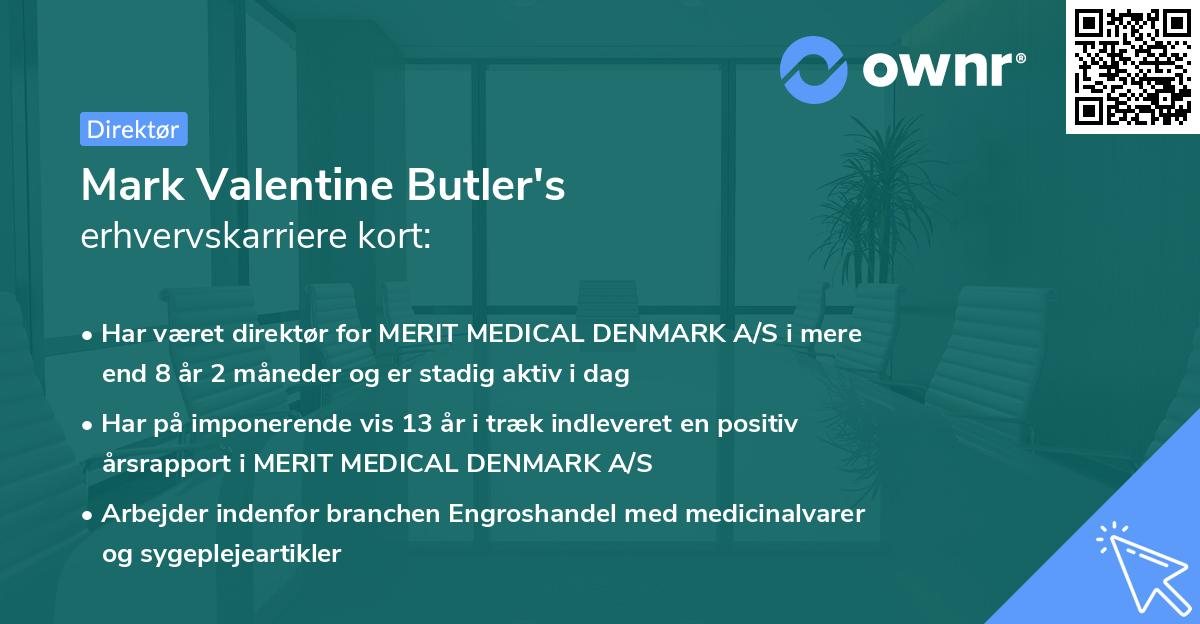 Mark Valentine Butler's erhvervskarriere kort