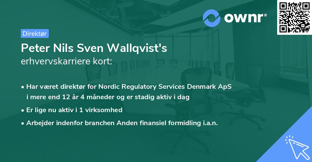 Peter Nils Sven Wallqvist's erhvervskarriere kort