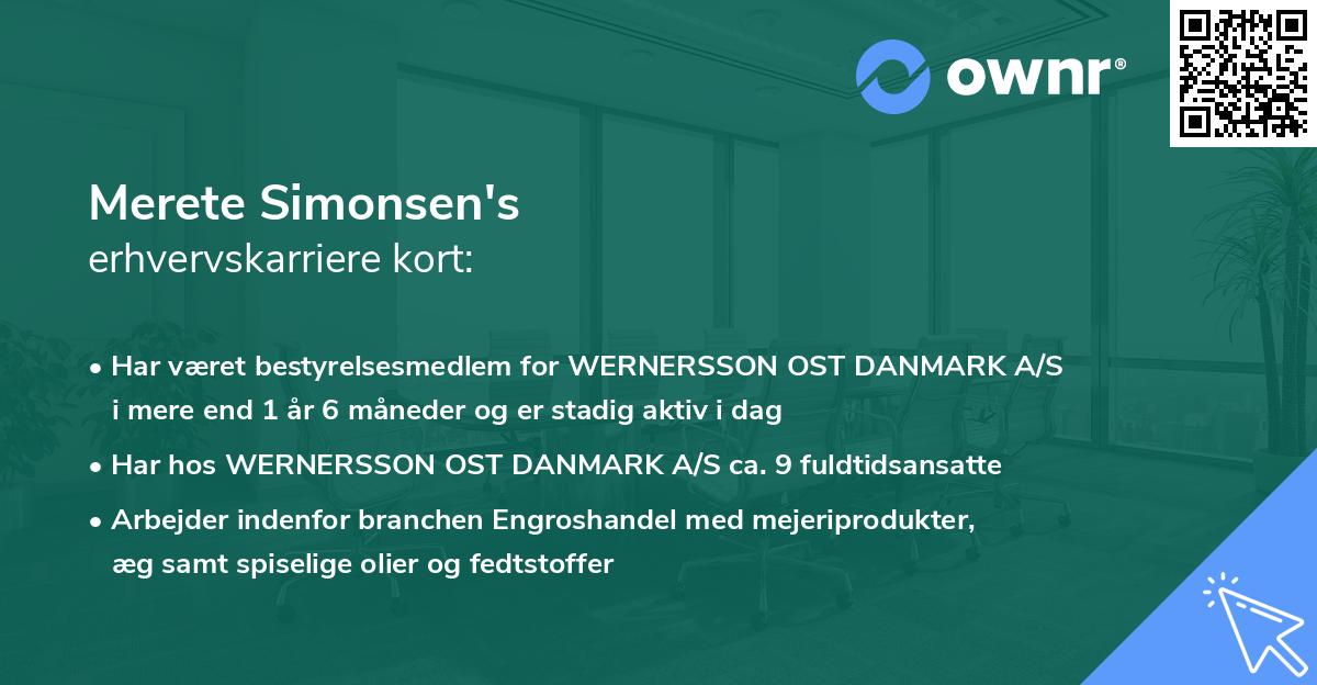 Merete Simonsen's erhvervskarriere kort