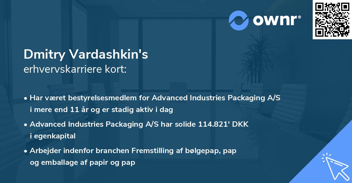 Dmitry Vardashkin's erhvervskarriere kort